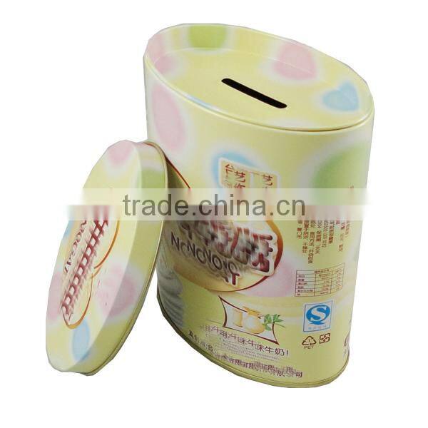 oval metal tin money box