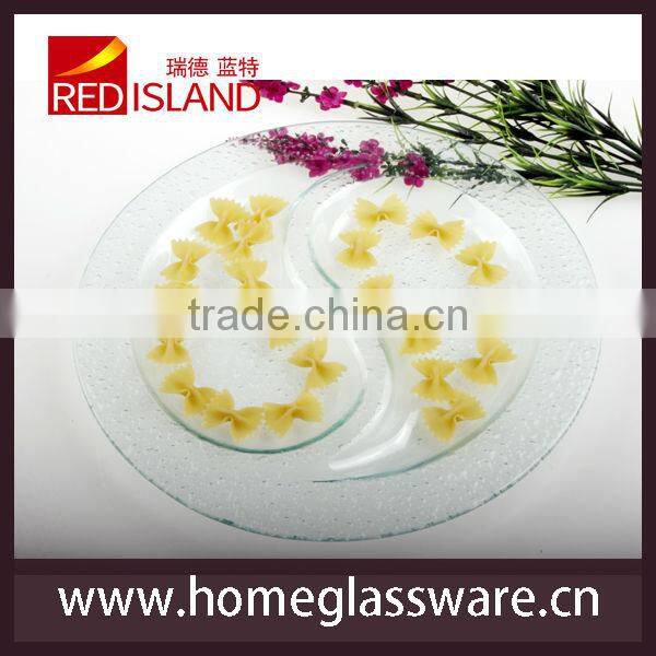 engraving divided glass candy plate fruit glass plate