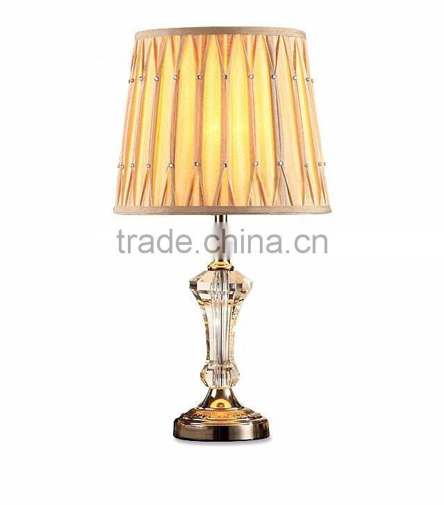 Luxury K9 clear crystal carving fabric lampshade table lamp