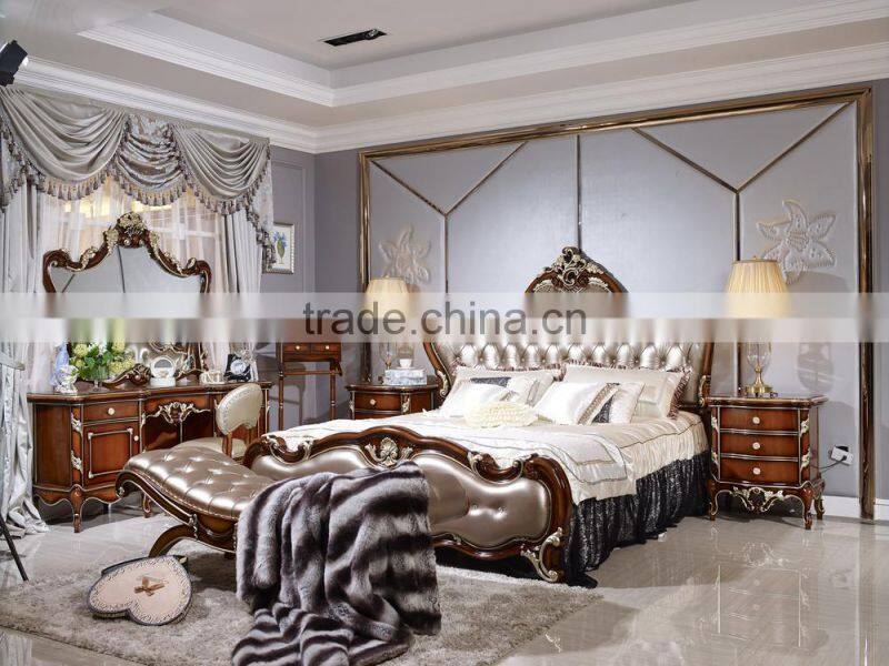 Italian Wood Bedroom Furniture Set, Luxury Royal Bed Room Furniture