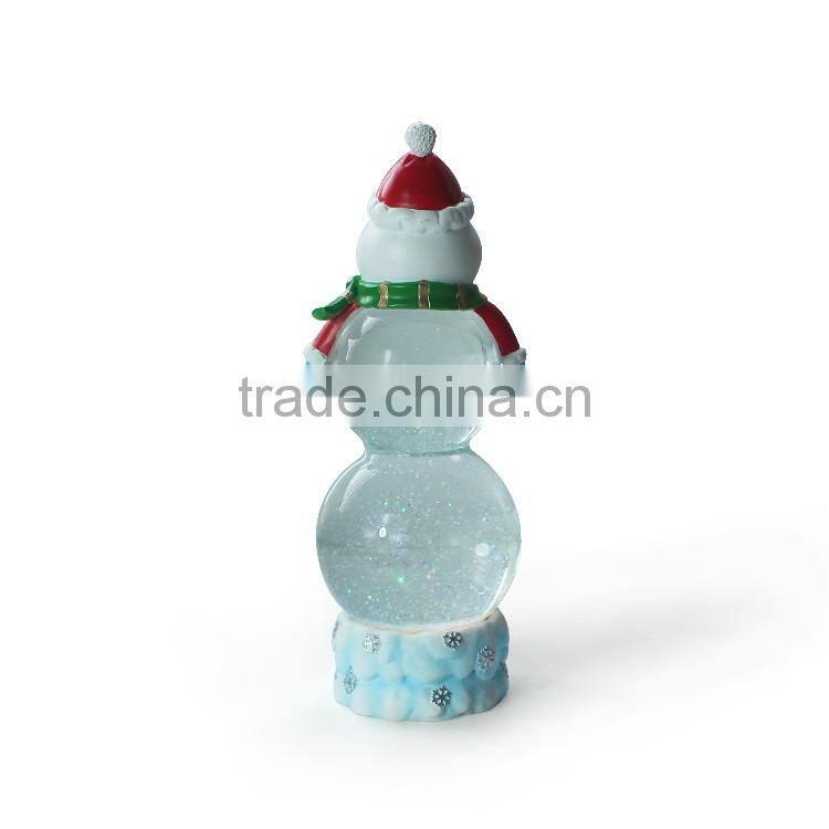 Polyresin Cute Snowman Customized Christmas Glass Snow Water Ball Decoration Resin Unique Shape Snowman Snow Globe