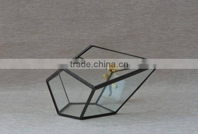 Pyramid shaped glass terrarium for indoor plant holder