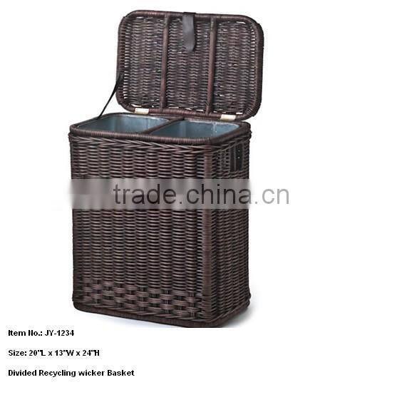 Recycling willow baskets with metal Liner for Trashes