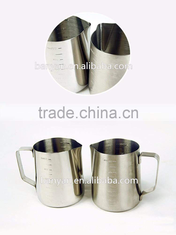 Stainless Steel Milk Pour Pot Cup Mug Frothing Pitcher with Measurements