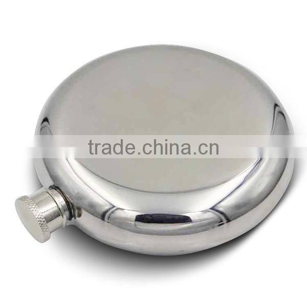 Stainless steel hip flasks laser welding mirror flask with cup 5oz