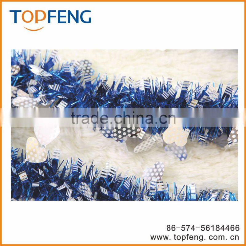 christmas tinsel with heart shape/stage decoration for festival/ornament christmas