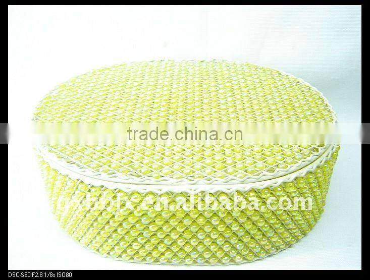 Green pearl wire storage box set with lid