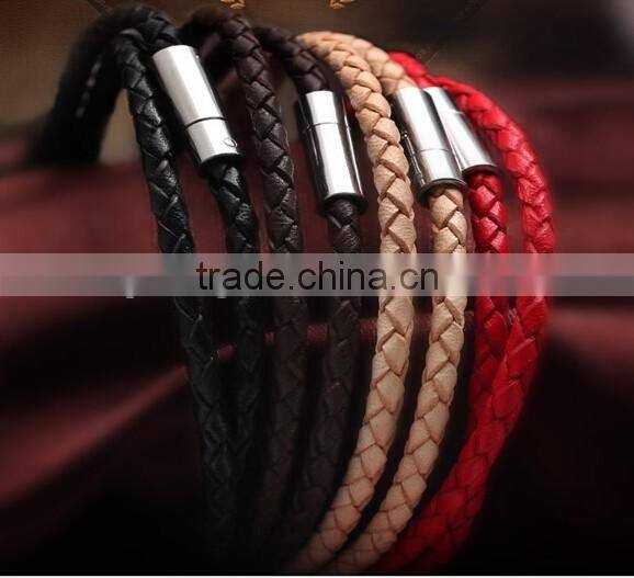 New arrival real leather 2016 Fashion Charm Mens braided Bracelet / woman leather bracelet