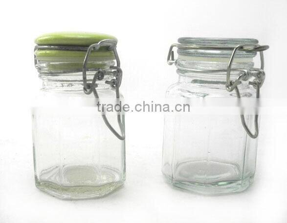 2016 zibo airtight clear cylinder pepper and salt jar with clamp lid for kitchen