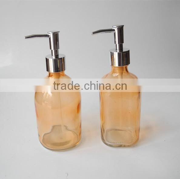 cheap smooth practical glass liquid foam soap preserve bottle with metal cap