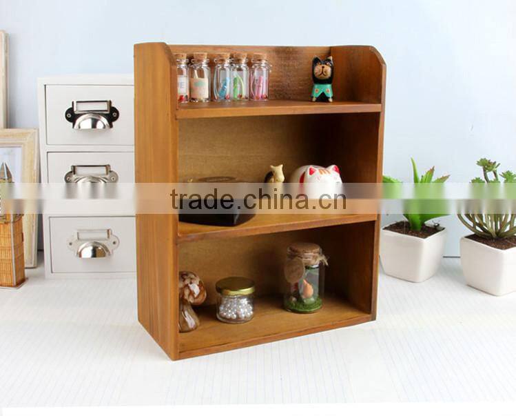 Zakka three layer retro wooden storage rack, fashion Home Furnishing storage cabinet