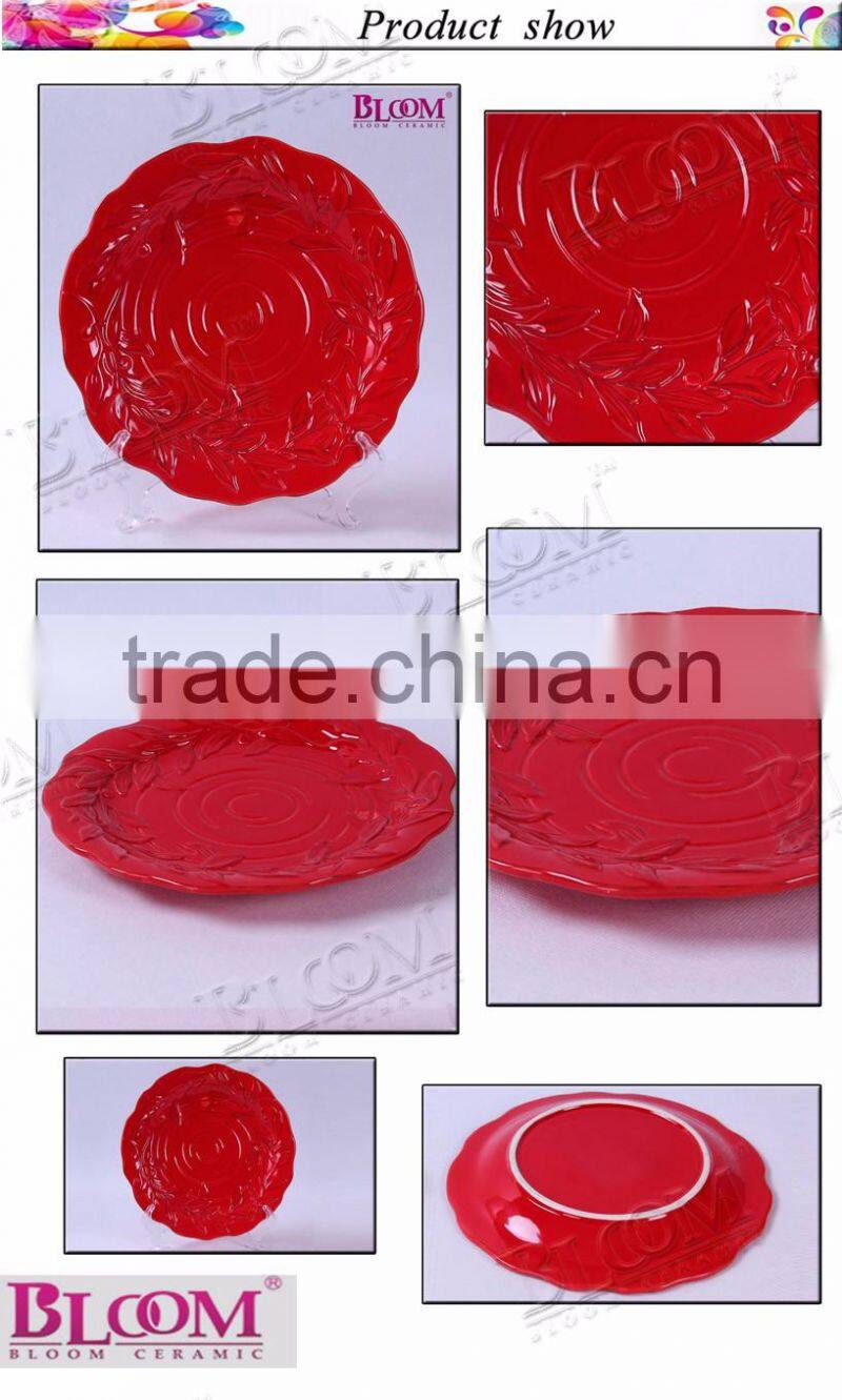 handmade ceramic red glazed gift decorative plate