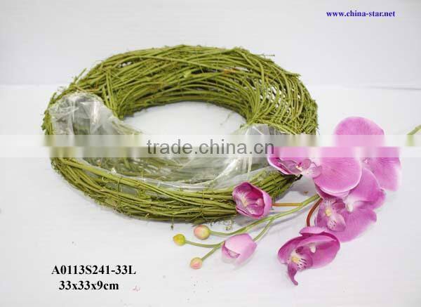 rattan wreath with planter