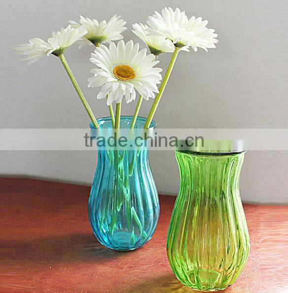 Popular design vertical stripes classic transparent glass vase