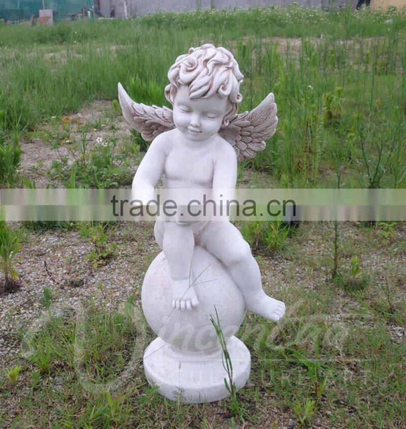 Garden decoration resin crafts life size white little boy angel statue hot sale