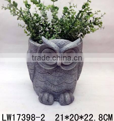Popular Modern Craft Polyresin Owls Flowerpot Finely Artistic Design Unique Fancy Garden Decoration