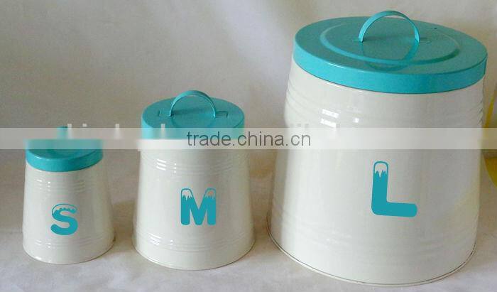 3 size large,medium,small assorted bread bin tea coffee sugar set storage jar