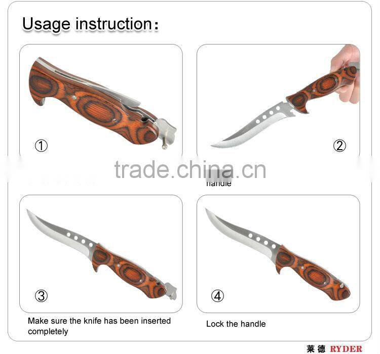 USA best selling wood hunting knife with 2 blade saw axe in outdoor