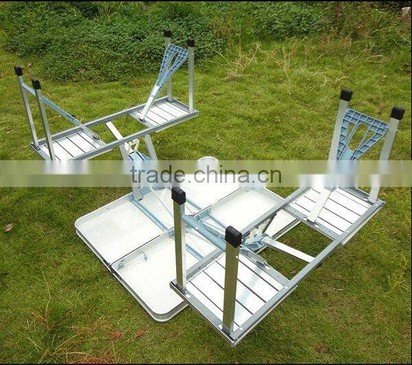 4 person aluminum table with folding seats for picnic
