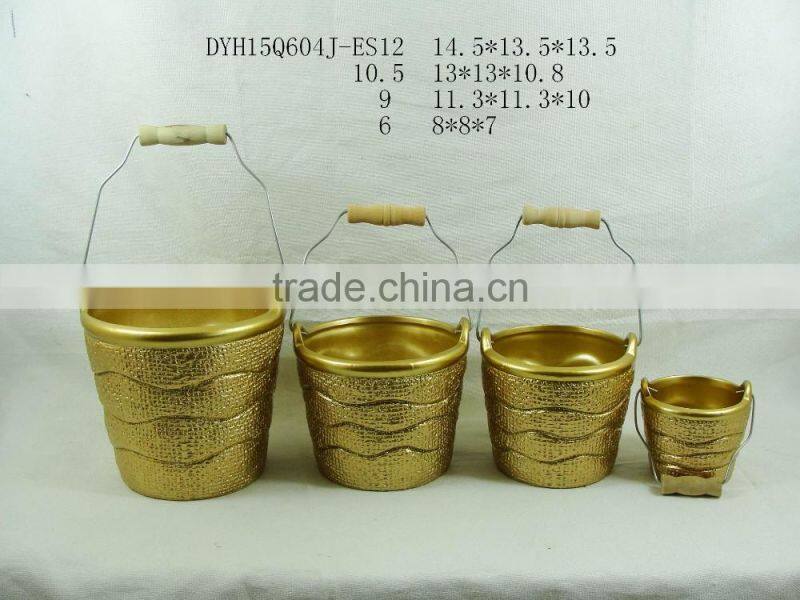 golden color terracotta flower pot christmas various shape ceramic flower pot