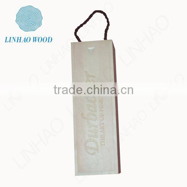 natural & burlywood wooden wine box with sliding lid