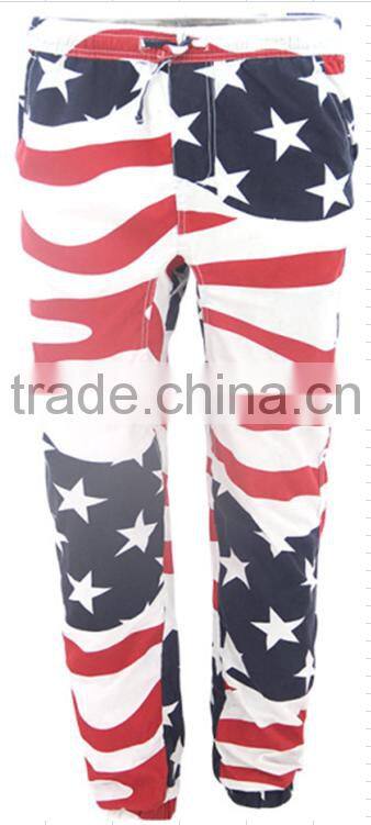 Mens fashion elastic 180g TC washed long pants in stock