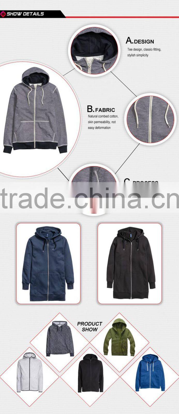 Quality no name thick wholesale plain zipped hoodie