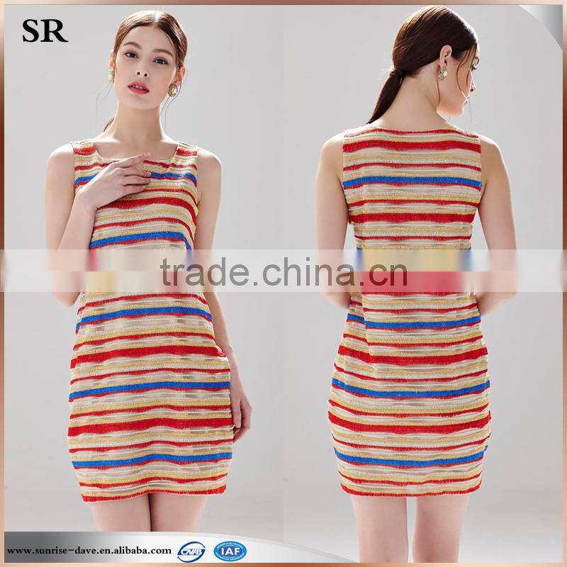 latest lurexr multi sleeveless ladies crochet casual dress