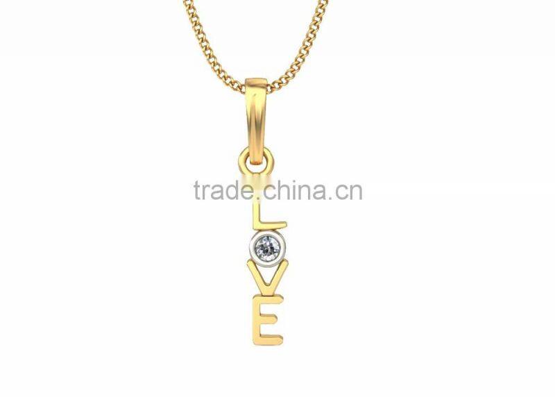 Designer Two Tone Plated Single CZ Solitaire Love Pendant