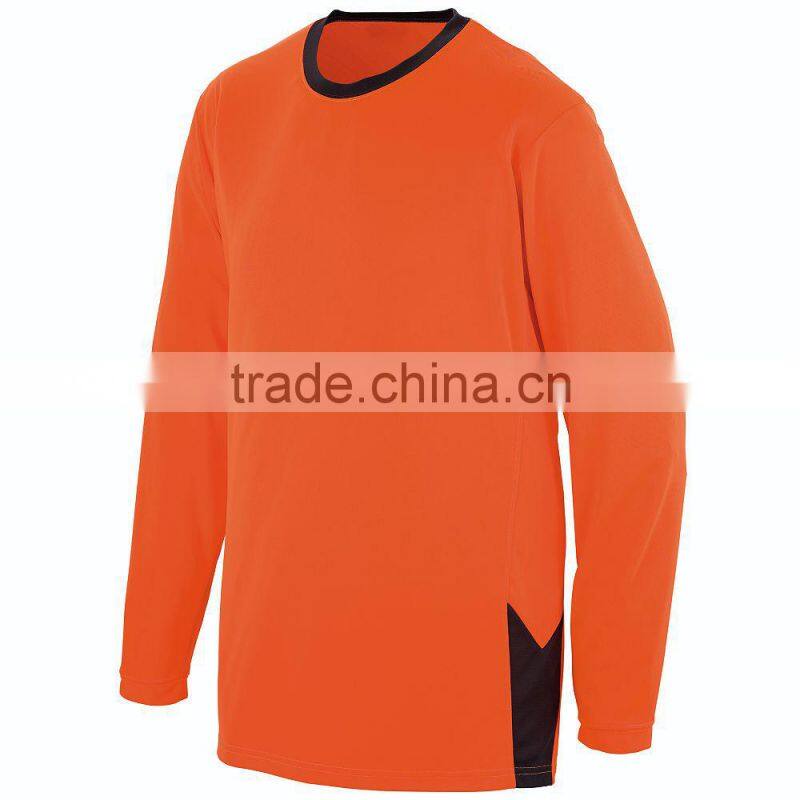 Youth Block Out Long Sleeve Jersey Pad Print Label Contrast Color Side Panel Tee 100% Polyester Wicking Moisture Athletic Tops