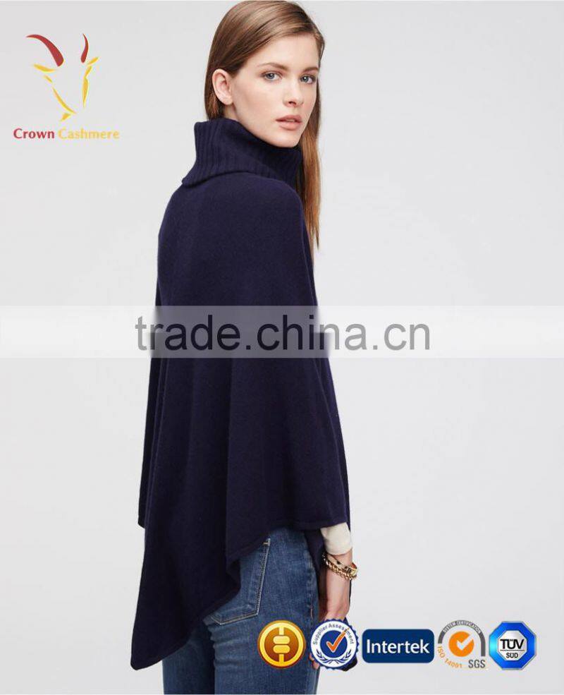Turtleneck Cashmere Poncho 100% Cashmere Poncho Pullover Wrap