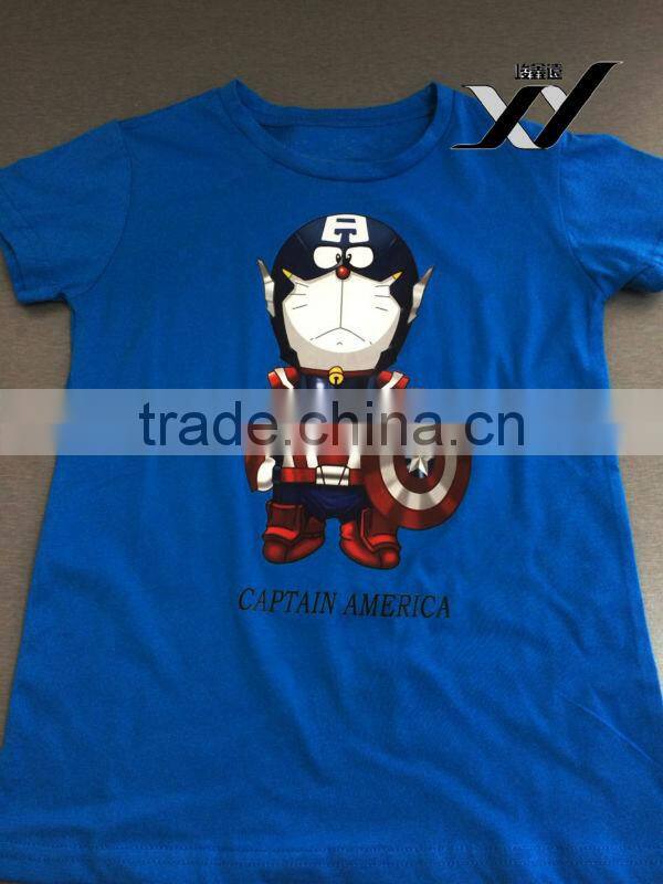Captain America Doraemon printed lovely kids boy 100% cotton t shirts with round neck