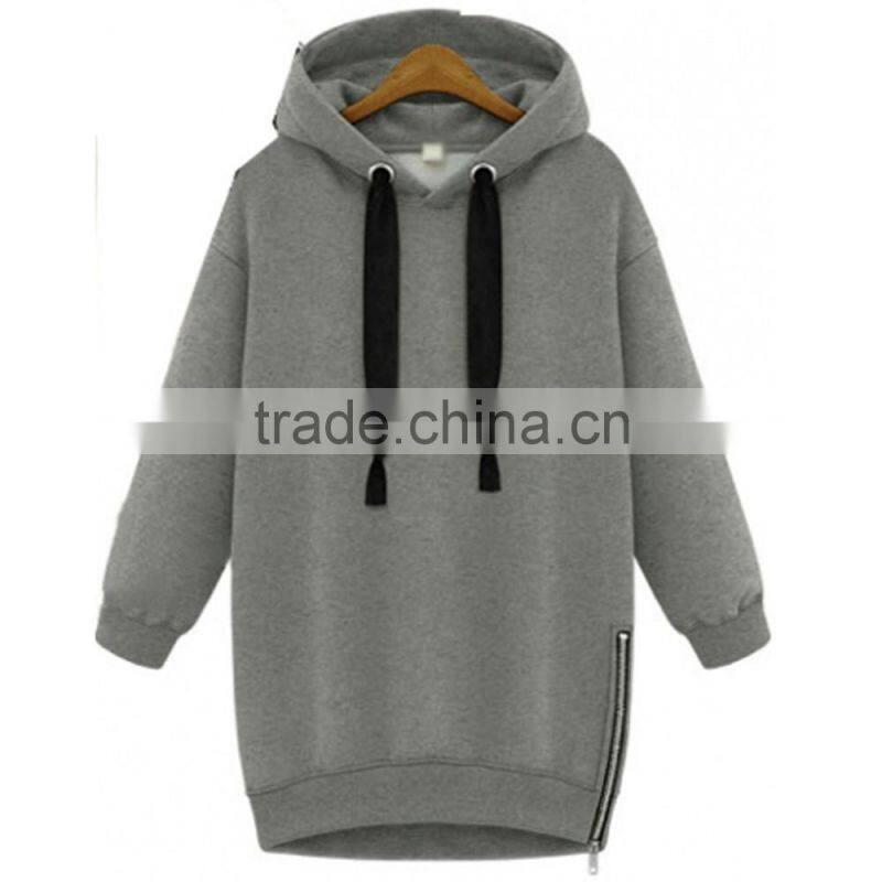 2016 wholesale womens long pullover plain sweatshirt/hoodies