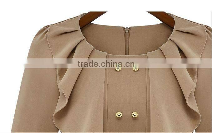 ET13004 Long Sleeves Ruffed Panel Skater Dress