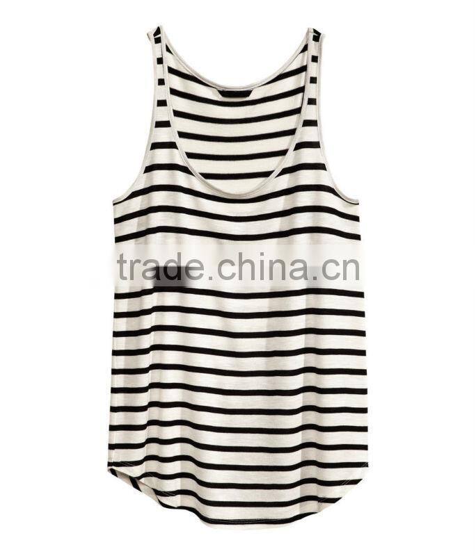 Ladies Sleeveless Striped Jersey Vest Top
