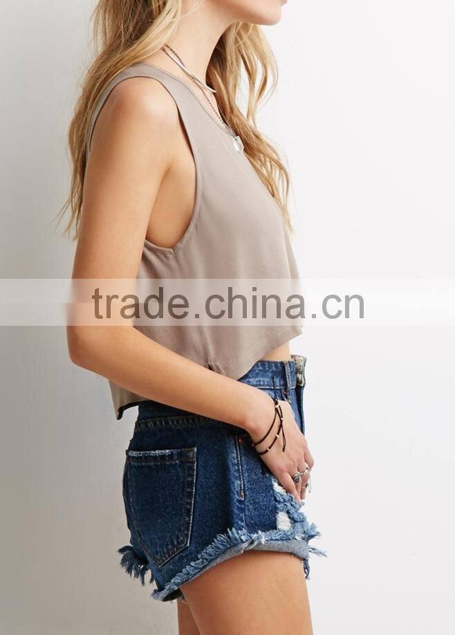 Summer Trendy Boxy Cropped Fit Casual Crop Tops for Ladies custom tank top