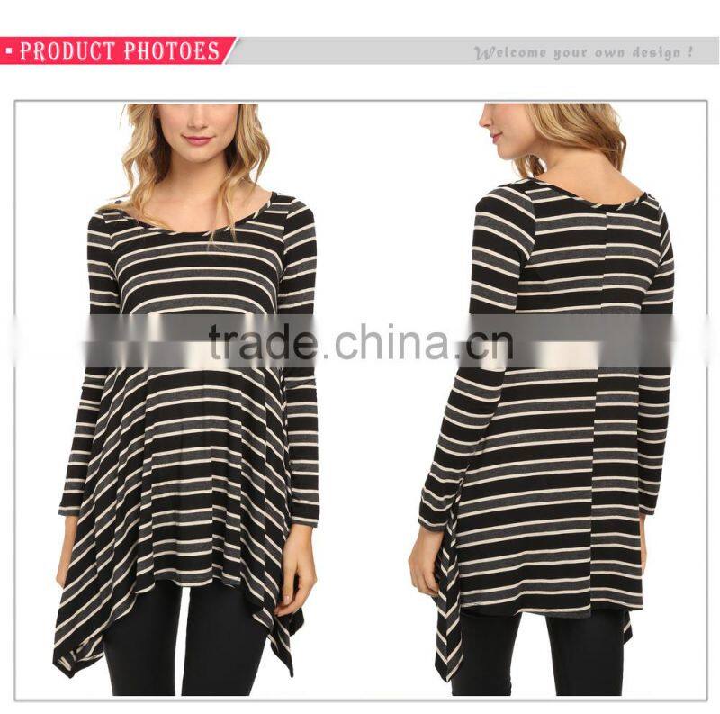 Wholesale Ladies Extra Long Stripe Sweatshirt Long Sleeves Sweatshirt