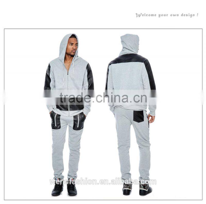 Fashion casual custom slim fit wholesale men cheap polyester tracksuit