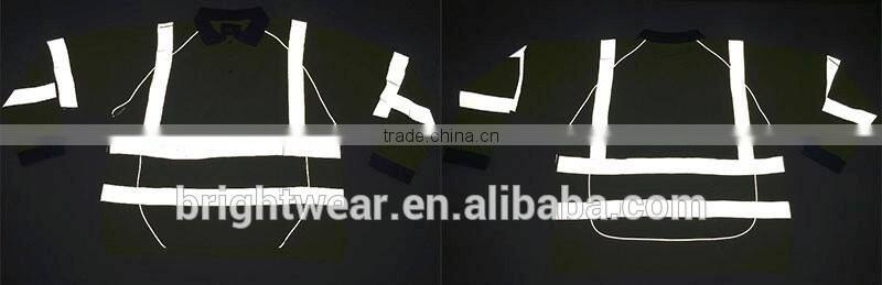 Fluorescent long sleeve hi vis safety Europe birdeye polyester mens reflective polo shirt