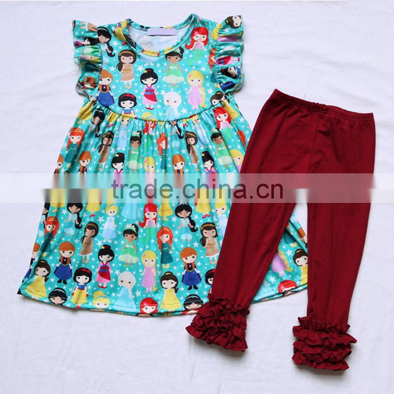 Beautiful Girls And Doll Boutique Dress Pants outift hot sale 2 Piece Set baby Moon Giggle Baby Girl Outfit Set Wholesale 2017