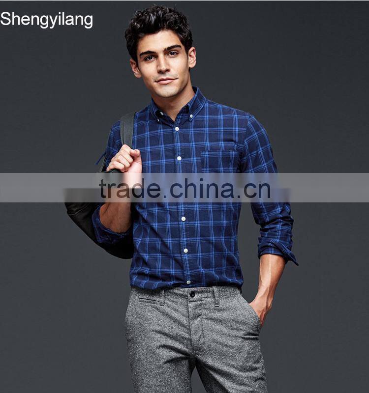 Wholesale cheap price high quality man fashion plaid shirt 2016 china manufacturers