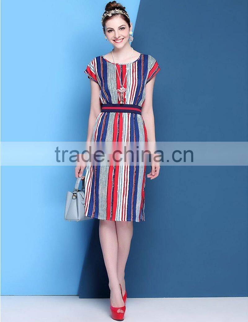 Womens good sale low MOQ high quality sleeveless elastic band waist strip long dress