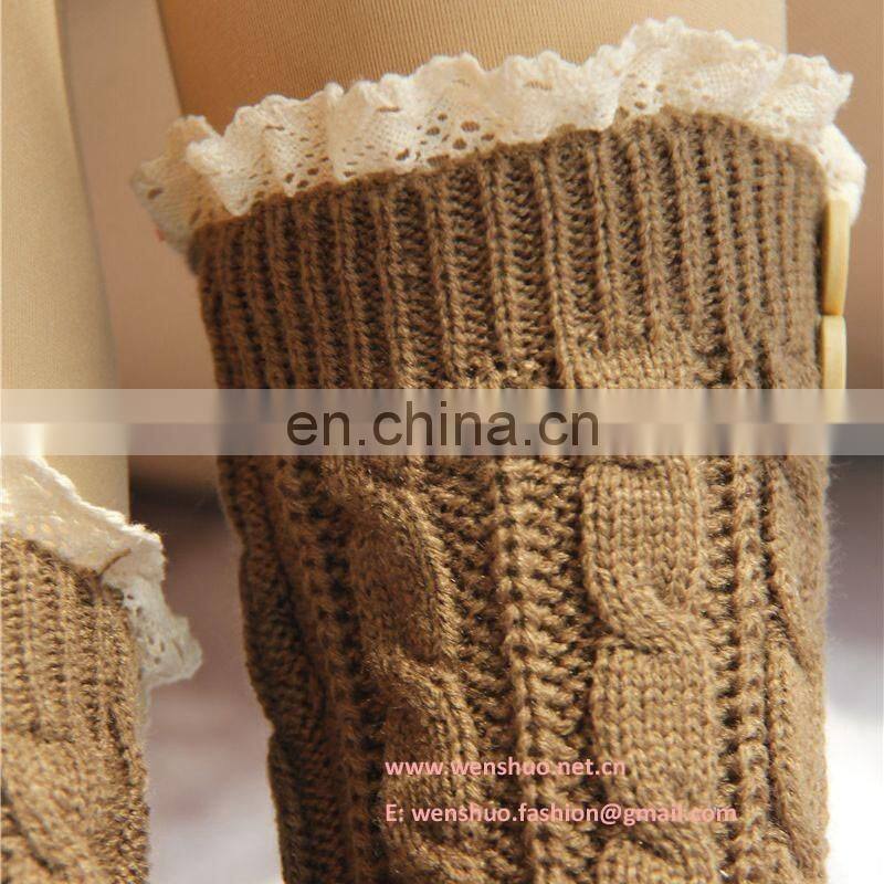Popular Europe Twist Knitted Warm Wool Boot Socks