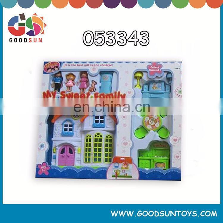 Lower price 2016 new product plastic barbie doll house miniature furniture set DIY toy for kids pretend play game