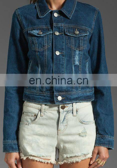 Wholesale long sleeve Denim Jacket button wash light blue oversize women denim jacket