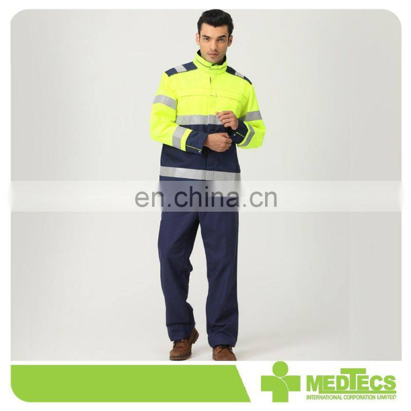 Yellow and Blue Customized Reflective pipe Working Safety Jacket