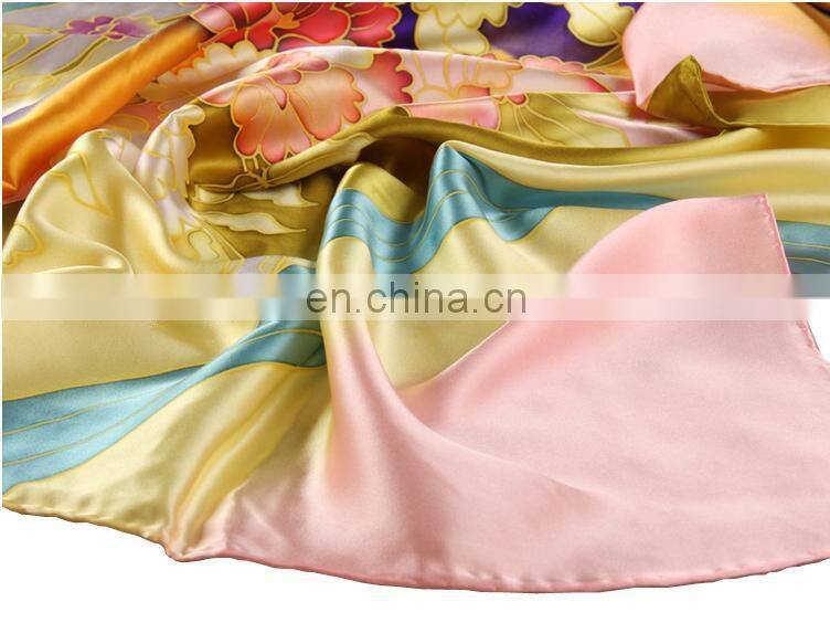 women fashion satin square scarf silk painting