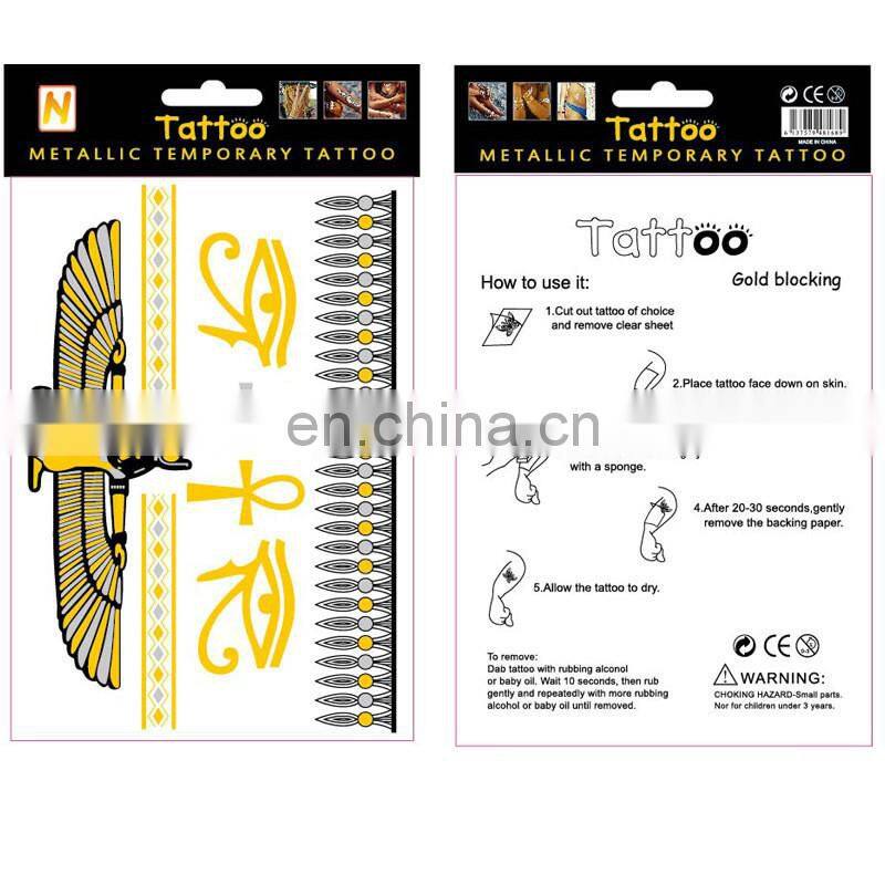 2017 hot metallic gold temporary hand body sticker tattoo