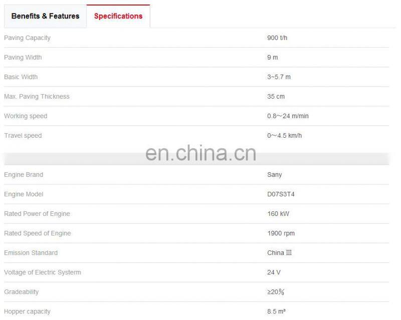 SANY 9m mechanic Asphalt concrete Paver finisher machine SAP60C-6