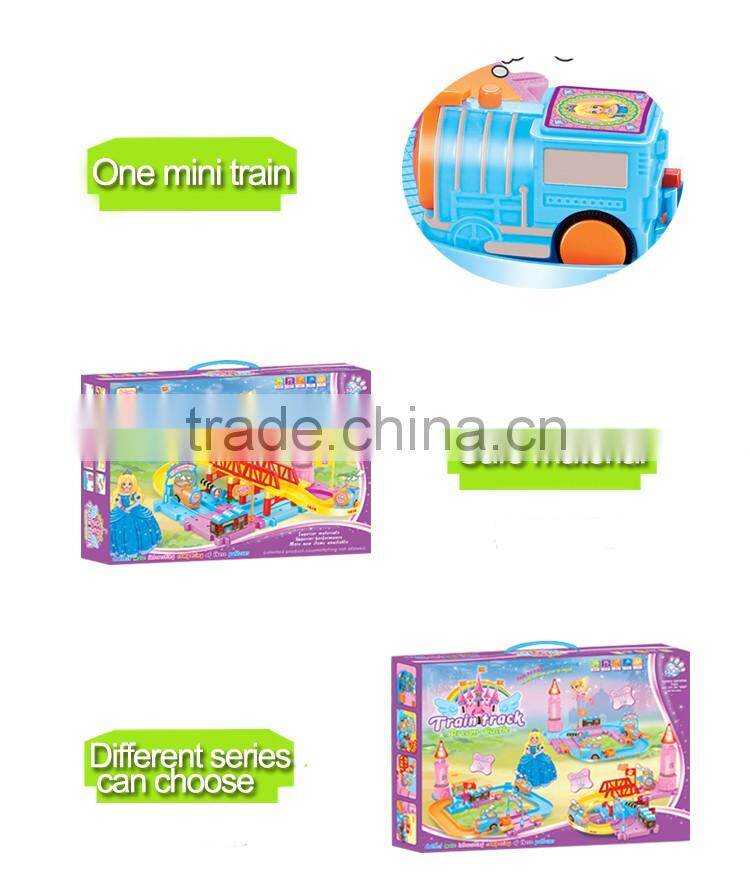 Small princess castle building blocks train set building block toy